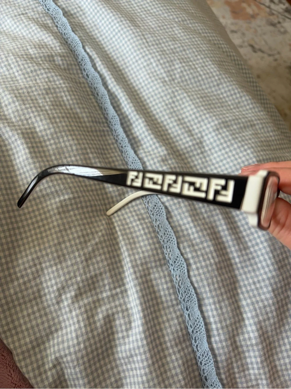 Fendi Black and White Rectangular Optical Glasses